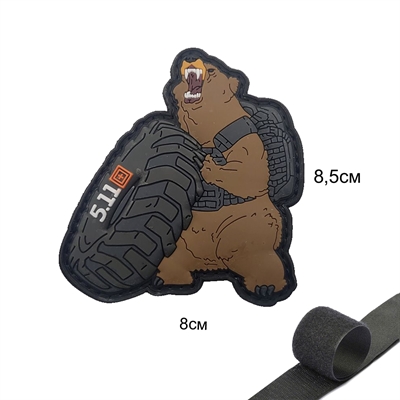 Шеврон нашивка Медведь с колесом 5.11 (патч) на липучке - фото 1196892
