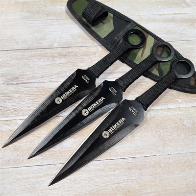 Ножи метательные Кунай BOKERA (чёрный) ст.65х13 (3шт.) - фото 1234335