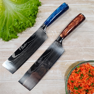 Нож кухонный топорик Накири ст.AUS8 (микс) - фото 1272826