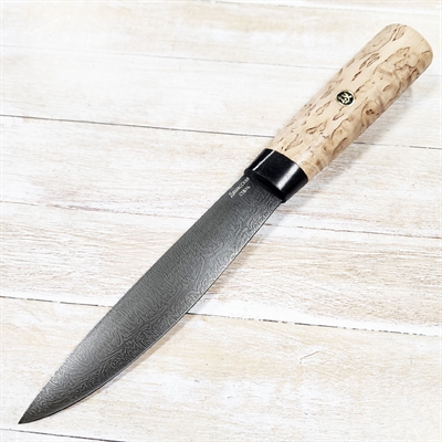 Нож нескладной Якутский ст.Дамасская (карел. берёза) LEMAX - фото 1290481