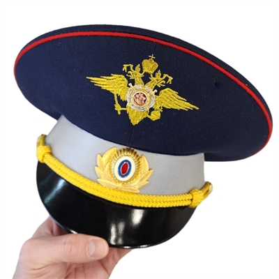 Фуражка ДПС с высокой тульей Вышивка Герб (синяя с красным кантом) (с светоотражающей полосой) 03090004 - фото 1346727
