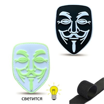 Шеврон нашивка Анонимнус Anonymous (патч) на липучке  (Белый) 5793 - фото 1348165