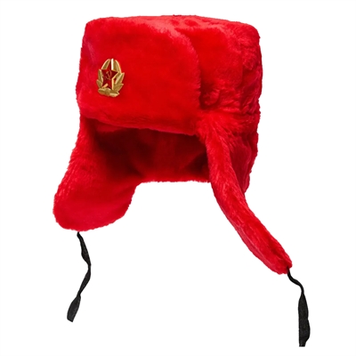 Шапка - ушанка мех (Красный) с кокардой (58-60) 3021142 - фото 1348263