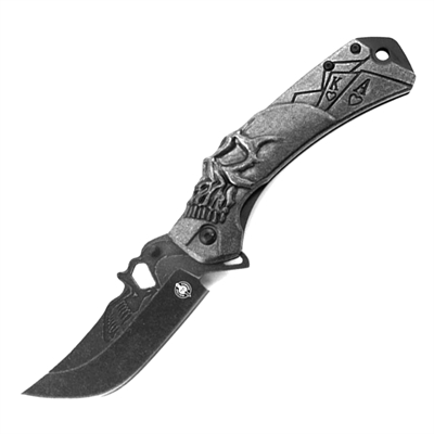 Нож складной Череп и Карты M904C ст.420 (Мастер К) M904C - фото 1354212