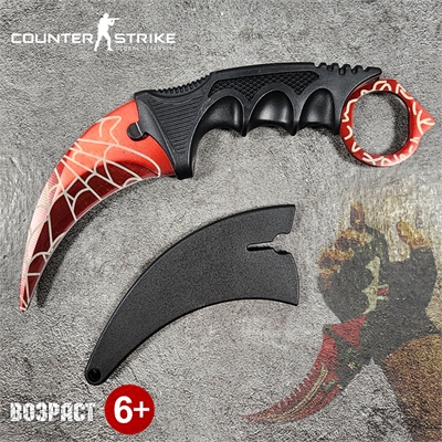 Нож Керамбит Коготь Тренировочный (Красная Паутина) ст.420 8552 - фото 1355993