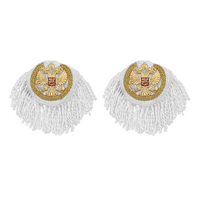 Эполет белый с Орлом и флагом РФ и золотым люрексным кантом (2шт.) 10020049 - фото 1357262