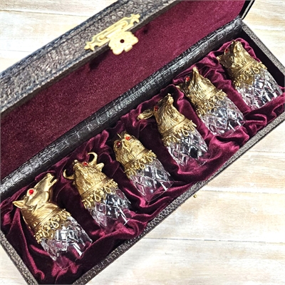 Набор 6 Рюмок хрусталь Звери в шкатулке (Зюрин) ЗЮР36 - фото 1359052