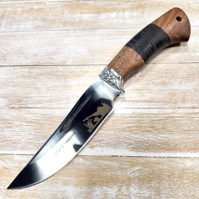Нож Егерь ст.95х18 (орех/кожа) (Зюрин) ЗЮР38