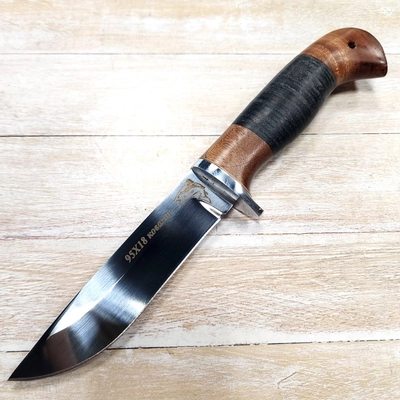Нож Дельфин ст.95х18 (кожа/орех) (Зюрин) ЗЮР54