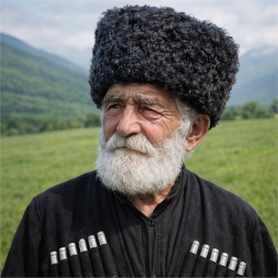 Папаха Казачья - Кавказ (овал) (овчина) (чёрная) 66010 - фото 1359982