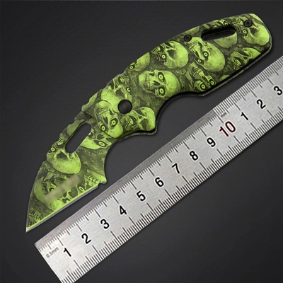 Нож складной X37 ст.440 (зелёный череп) 3263