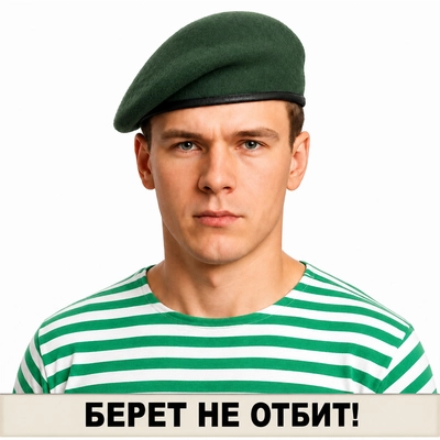 Берет ЗЕЛЁНЫЙ бесшовный (Пограничные войска) ( Капля ) 03020004