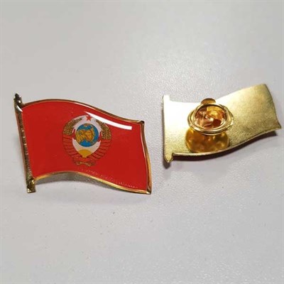 Значок Флажок Герб СССР, заливка смолой - фото 9892