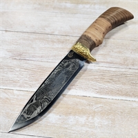 Нож Лазутчик ст.65х13 (береста/гравировка) (Сёмин)