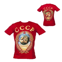 Футболка Герб СССР (Земной шар) (Красная)