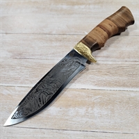 Нож Близнец ст.65х13 (береста/гравировка) (Сёмин)