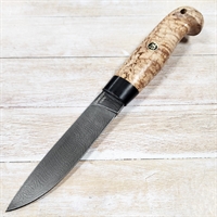Нож нескладной Финский-2 ст.Дамасская (карел. берёза) LEMAX