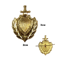 Знак на петлицу МВД (щит и меч) (золото)