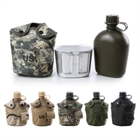 Фляга пластик NATO с котелком 1л. в чехле MOLLE (олива) 124385