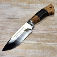 Нож Волчица ст.95х18 (орех/кожа) (Зюрин) ЗЮР42